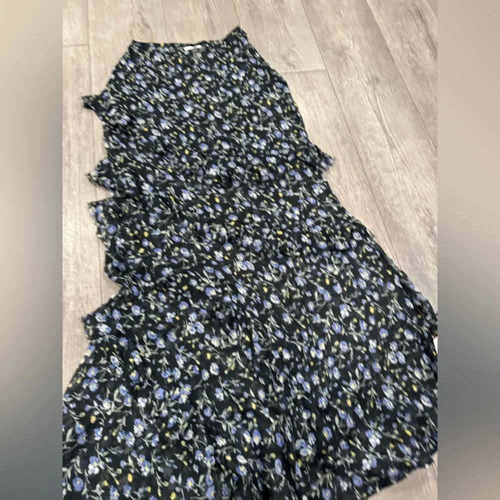 Topshop Black and Blue Floral Maxi Skirt